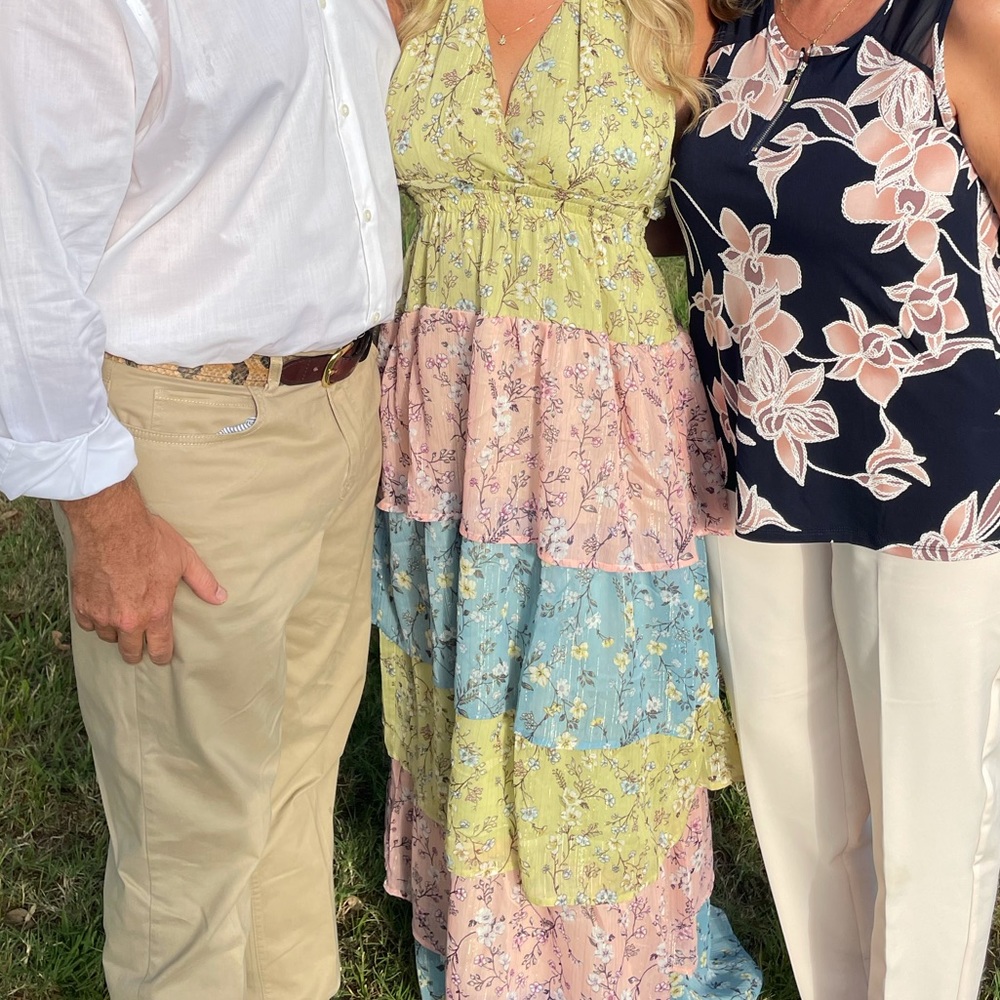 Revolve dress multi layer colorful maxi dress